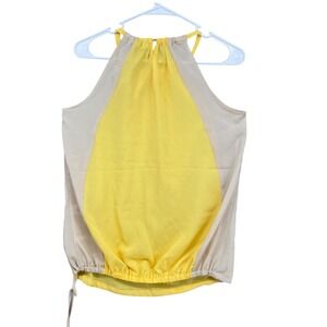 NWT New‎ York & Company Halter Top Sleeveless Drawstring Yellow Beige XS